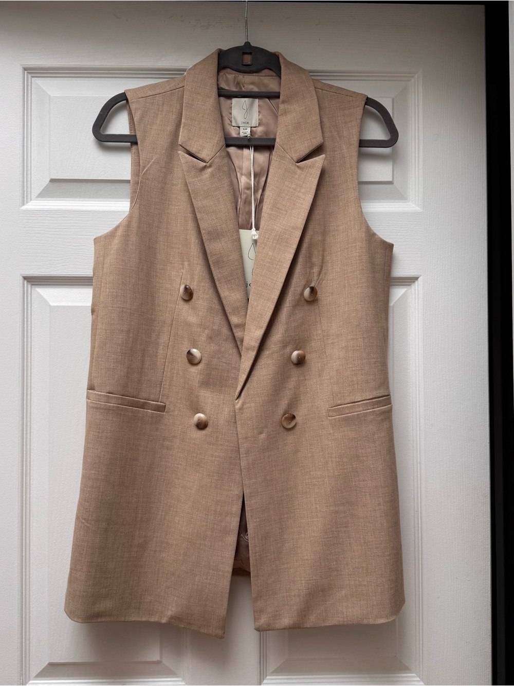 NWT Joie Sleeveless Longline Double-Breasted Blazer Vest, size Small